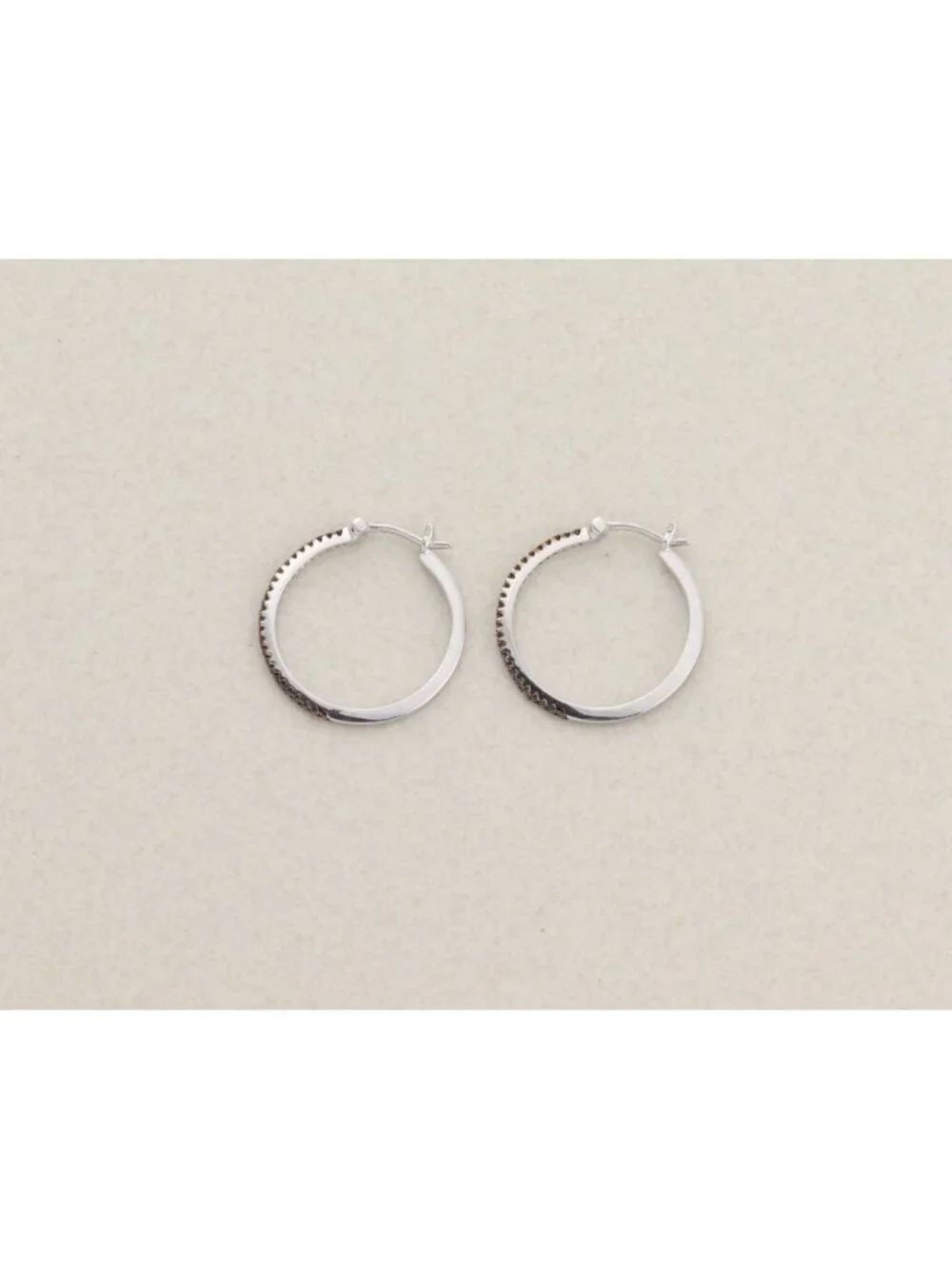 Sterling Silver Champagne Diamond 1/8th Carat Hoop Earrings 1